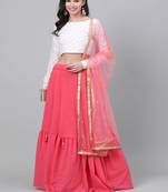 White Semi Stitched Lehenga Choli Cotton Semi Stitched Ceremonial Bollywood Lehengas