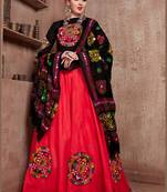 Black Semi Stitched Lehenga Choli Art Silk Semi Stitched Ceremonial Ethnic Lehengas