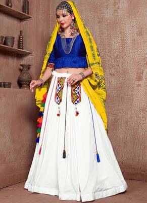 Blue Semi Stitched Lehenga Choli Art Silk Semi Stitched Ceremonial Ethnic Lehengas 1