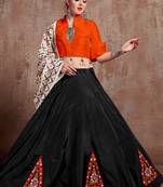 Orange Semi Stitched Lehenga Choli Art Silk Semi Stitched Ceremonial Ethnic Lehengas