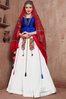 Blue Semi Stitched Lehenga Choli Art Silk Semi Stitched Ceremonial Ethnic Lehengas