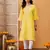 Hand Embroidered Yellow Cotton Lucknowi Chikan Women Kurta