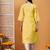 Hand Embroidered Yellow Cotton Lucknowi Chikan Women Kurta