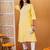Hand Embroidered Yellow Cotton Lucknowi Chikan Women Kurta