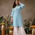 Hand Embroidered Blue Georgette Lucknowi Chikan Women Kurta
