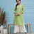 Hand Embroidered Green Cotton Lucknowi Chikan Women Kurta
