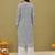 Hand Embroidered Grey Georgette Lucknow Chikankari Women Kurta With Slip