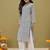 Hand Embroidered Grey Georgette Lucknow Chikankari Women Kurta With Slip
