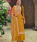 Yellow Plaza Suit Embroidary Work with heavy Dupatta