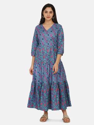 Purple Printed Long Dress 2