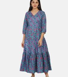 PURPLE PRINTED LONG DRESS