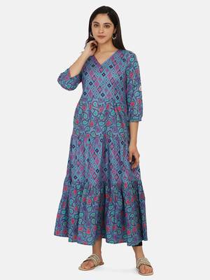 Purple Printed Long Dress 3