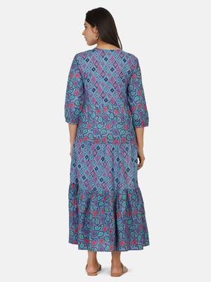 Purple Printed Long Dress 4
