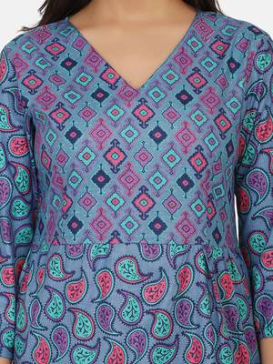 Purple Printed Long Dress 5