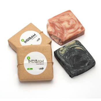 INDIBAM's Luxury Hand Made Organic soaps.110 Gram Each. Pack of 2. 4