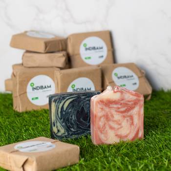 INDIBAM's Luxury Hand Made Organic soaps.110 Gram Each. Pack of 2. 5