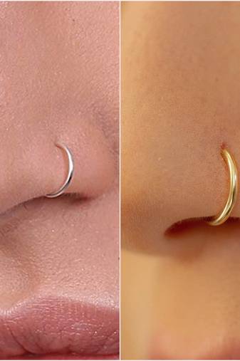 COMBO of Circular Gold & Silver Plated Designer Nose Ring