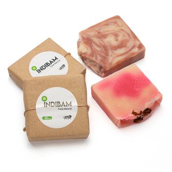 INDIBAM's Luxury Hand Made Organic soaps.110 Gram Each. Pack of 2. 3