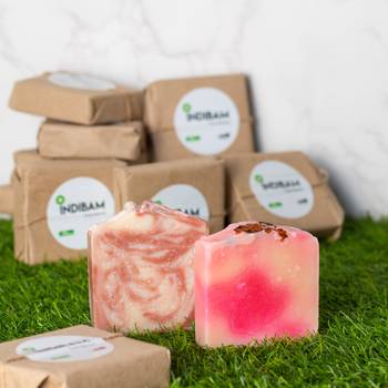 INDIBAM's Luxury Hand Made Organic soaps.110 Gram Each. Pack of 2. 4