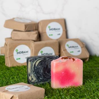 INDIBAM's Luxury Hand Made Organic soaps.110 Gram Each. Pack of 2. 4