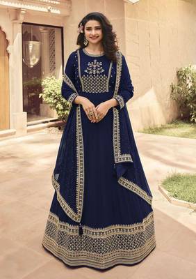 Blue embroidered georgette salwar 1