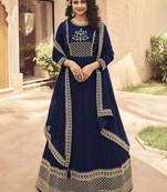 Blue embroidered georgette salwar