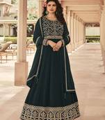 Dark-green embroidered georgette salwar