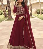 Maroon embroidered georgette salwar