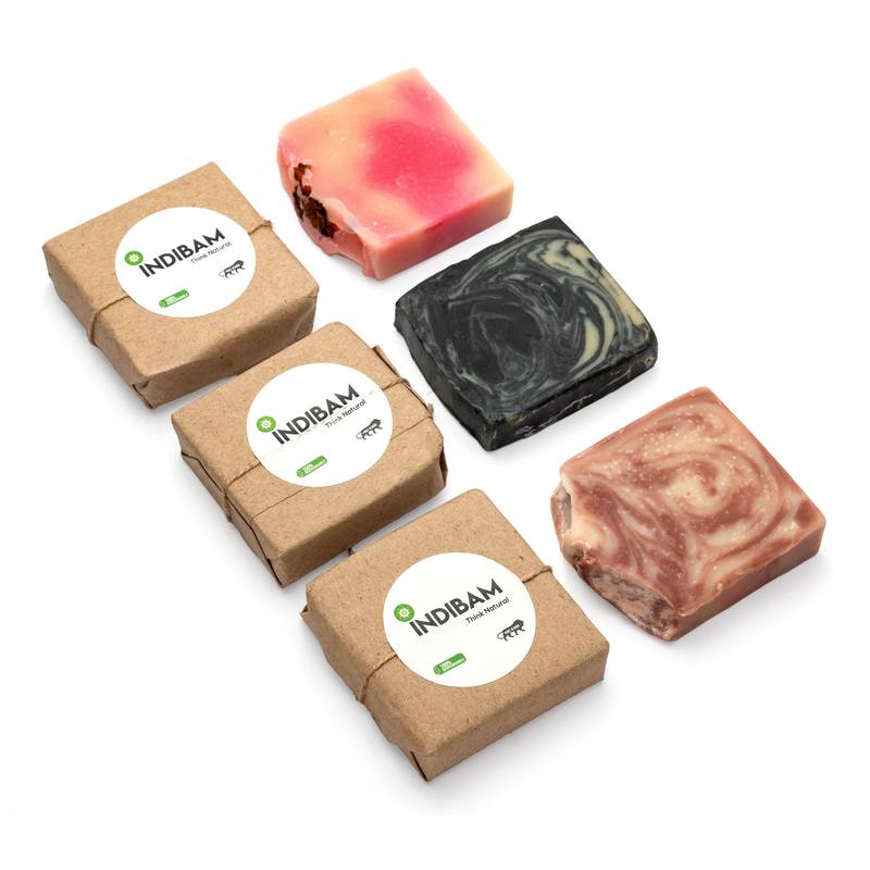 INDIBAM's Luxury Hand Made Organic soaps.110 Gram Each. Pack of 2.
