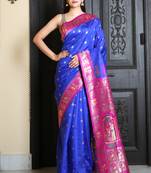 Royal Blue baluchori silk saree