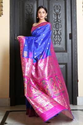 Royal Blue baluchori silk saree 2