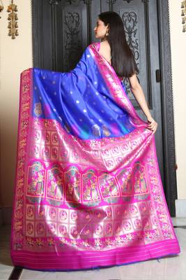 Royal Blue baluchori silk saree 4