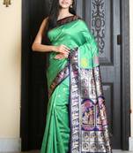light green baluchori silk saree