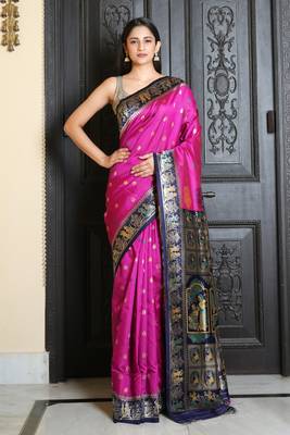 Magenta baluchori silk saree 1