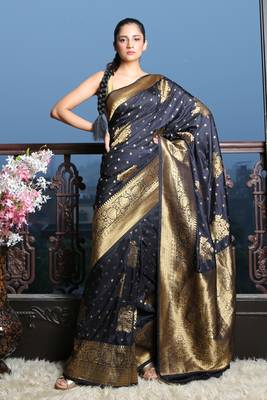 Black Khaddi benarasi saree 1