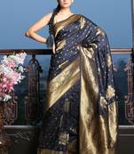 Black Khaddi benarasi saree