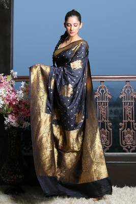 Black Khaddi benarasi saree 3