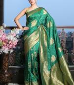 Deep Green Khaddi benarasi saree