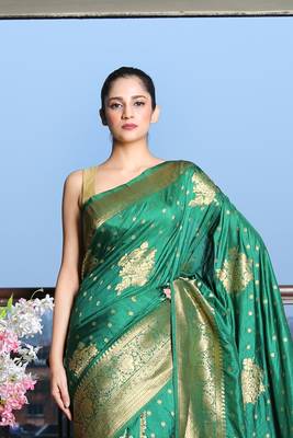 Deep Green Khaddi benarasi saree 2