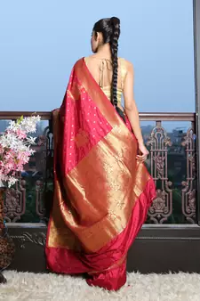 Maroon Khaddi benarasi saree
