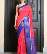 Red Kakinada silk with Blue border