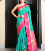 Green Kakinada silk with Pink Border