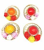 BK Creation Style Handmade Decorative Tealight Floral and Pearl Candle Holder (6 Pieces)