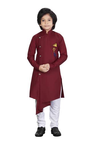 Kids Maroon Kurta Pajama Set For Boys 