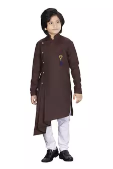 Kids Brown Kurta Pajama Set For Boys 