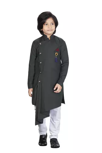 Kids Green Kurta Pyjama Set For Boys 