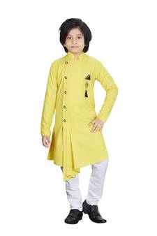 Kids Yellow Kurta Pyjama Set For Boys