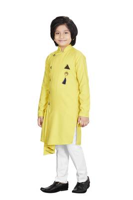 Kids Yellow Kurta Pyjama Set For Boys 3