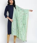 Women's Green Organza Embroidered Dupatta