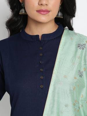 Women's Green Organza Embroidered Dupatta 4